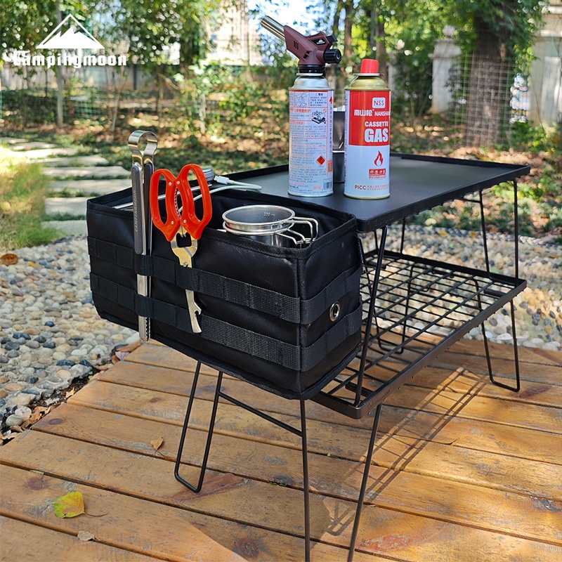 Campingmoon BK-1235 กระเป๋าข้างโต๊ะพับได้กระเป๋าของตัวเองอุปกรณ์แคมป์ปิ้งกลางแจ้งกระเป๋าเก็บอุปกรณ์ตั้งแคมป์