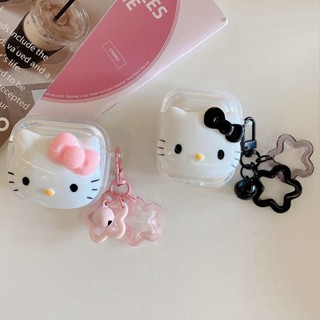 เคสซิลิโคนใส ลายการ์ตูนแมวน่ารัก พร้อมพวงกุญแจ สําหรับ huawei freebuds 4i 4 4E 3 freebuds 3