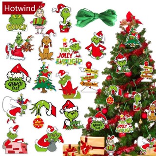 Hotwind จี้ต้นคริสต์มาส มอนสเตอร์ขนฟู สีเขียว สําหรับแขวนตกแต่งบ้าน เทศกาลปีใหม่ E7I2