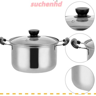 Suchenhd หม้อซุปสเตนเลส ทนความร้อน ด้ามจับกันลวก ทนทาน สําหรับทําอาหาร ก๋วยเตี๋ยว นม ไข่ ซุป