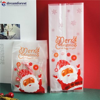 Dreamforest ถุงขนมคุกกี้ ลายซานตาคลอส สไตล์แบน DIY สําหรับตกแต่งปาร์ตี้คริสต์มาส A1C2 50 ชิ้น