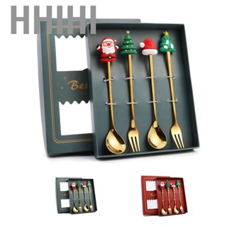 Hhihi 4PCS Christmas   Set Stainless Steel Santa Tree Shaped Decor  for Home Dinner