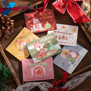 Yolo การ์ดอวยพรวันปีใหม่ ลายการ์ตูน Happy New Year Cards Merry Christmas แบบพับได้ 10 ชิ้น