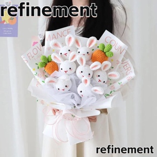 Refinement ช่อดอกไม้ประดิษฐ์ ผ้าฝ้ายถักโครเชต์ รูปกระต่าย และหมู ดอกทานตะวัน DIY สําหรับตกแต่งงานแต่งงาน