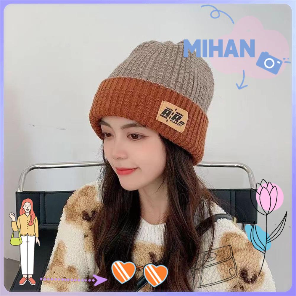 Mh หมวกบีนนี่ ผ้าขนสัตว์ถักหนา ป้องกันหู สองด้าน ให้ความอบอุ่น คุณภาพสูง สําหรับผู้หญิง