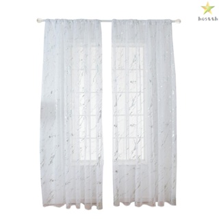 Stylish Sheer Curtains with Marble Print for Living Room Window Patio Door