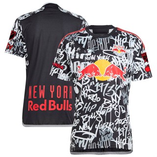 Yx 2023-2024 เสื้อยืดแขนสั้น ลาย New York Red Bulls Jersey สีดํา พลัสไซซ์