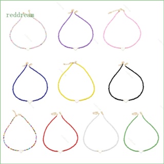 Redd สร้อยคอโชคเกอร์ ประดับลูกปัดเปลือกหอย หัวใจ ธรรมชาติ สีแดง เครื่องประดับ สําหรับผู้หญิง