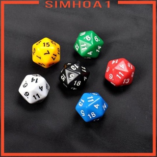 [Simhoa1] ลูกเต๋าเล่นเกม D20 RPG หกสีทึบแสง 1# 6 ชิ้น