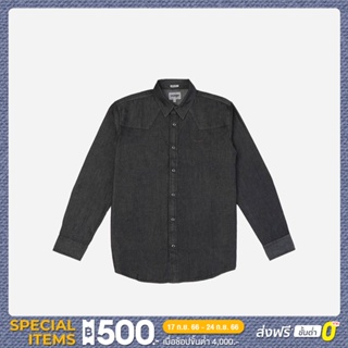 WRANGLER เสื้อเชิ้ตแขนยาวผู้ชาย คอลเลคชั่น BLACK COLLECTION รุ่น WR S123MSHLN58 BLACK แรงเลอร์ เสื้อเชิ้ตแขนยาว เสื้อเชิ้ตแขนยาวผู้ชาย