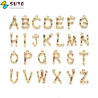 Suyo จี้ตัวอักษร ABC โลหะ A-Z 26 ตัวอักษร รูสีทอง 1.5 มม. สําหรับสร้อยคอ DIY 26 ชิ้น