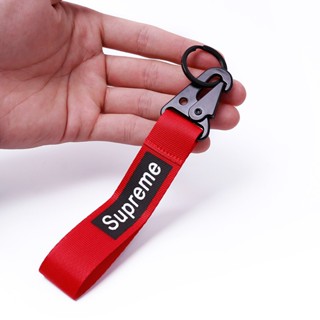 พวงกุญแจรถยนต์ ผ้าแคนวาส จี้รูป Supreme แบบสร้างสรรค์