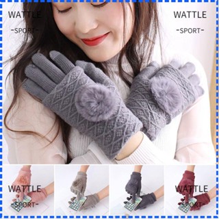 Wattle ถุงมือผ้าถัก แบบเต็มนิ้ว หนา สีพื้น สําหรับนักเรียน