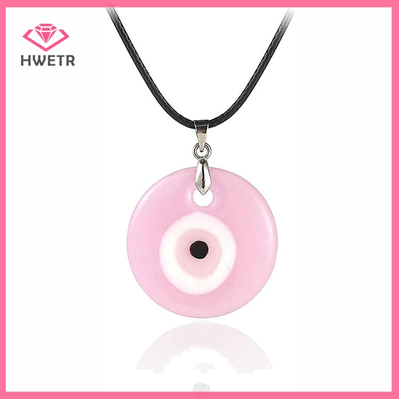 Hwetr สร้อยคอ จี้ตาชั่วร้าย ทรงกลม สีฟ้า สไตล์ตุรกี สําหรับผู้หญิง และผู้ชาย