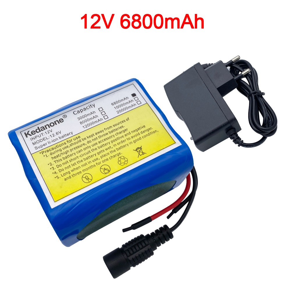 12V 6800mah 18650 6.8 Ah Li-ion Rechargeable Battery with BMS Lithium Protection Board 18650 Battery Pack+12.6V Charger