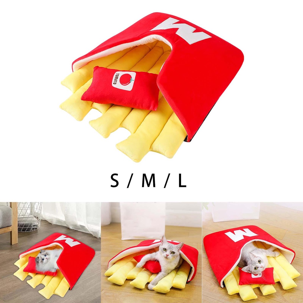 [mibum01eb] French Fries Cat Sleeping Bed Puppy Bed Chips Shape Cat House Pet Bed