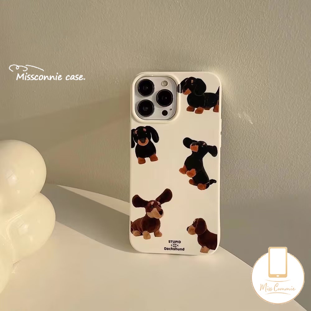 Centechia เคสโทรศัพท์มือถือแบบนิ่ม กันกระแทก ลายสุนัขดัชชุน กราฟฟิตี้หมึกกระเด็น สีวาว สําหรับ IPhone 7 8 Plus 11 14 13 Mini 12 Pro Max 7Plus XR X XS Max SE 2020
