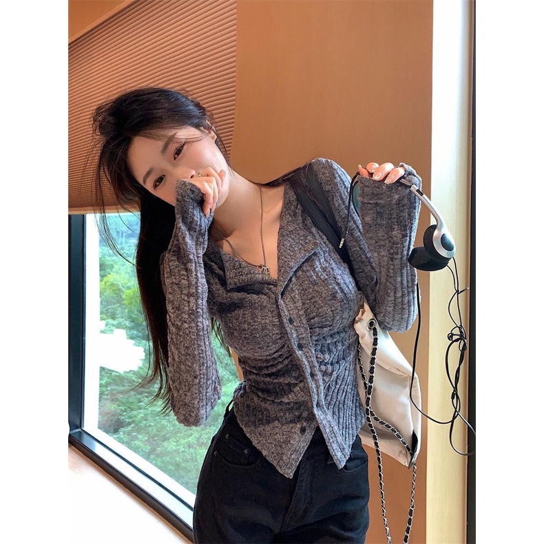 เสื้อแขนยาว ผ้าถัก แฟชั่นฤดูใบไม้ผลิ และฤดูใบไม้ร่วง สําหรับผู้หญิง