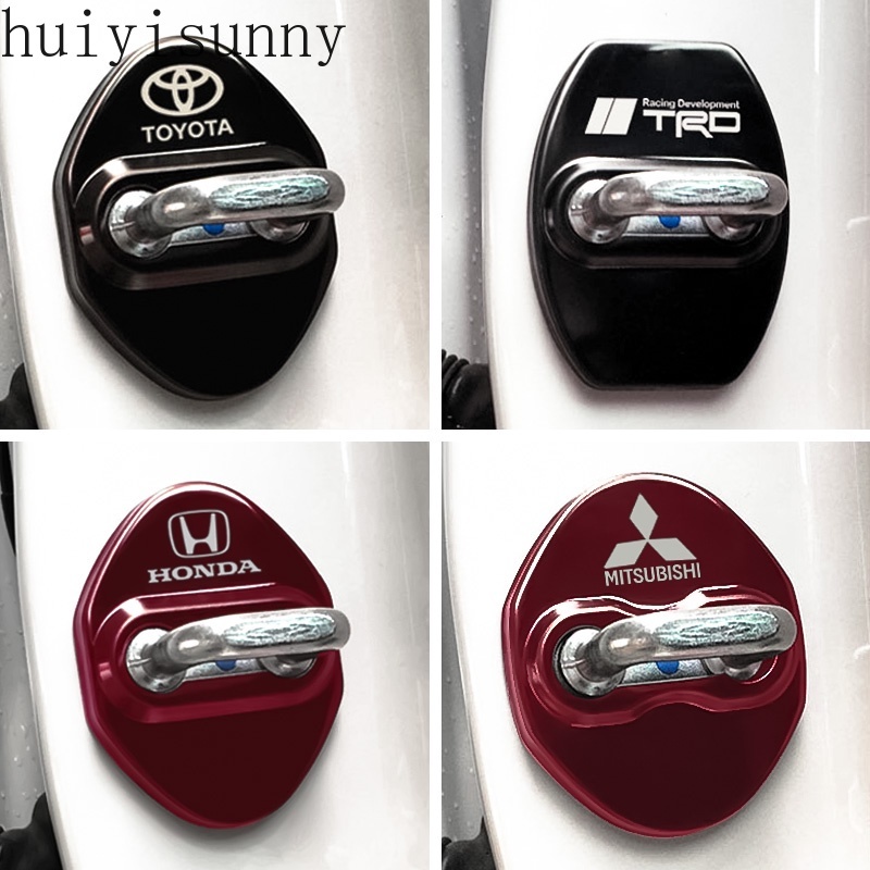 Hys 4 ชิ้น สเตนเลส รถ ล็อคประตู ฝาครอบป้องกัน ฝาครอบป้องกัน ล็อคประตูรถ
