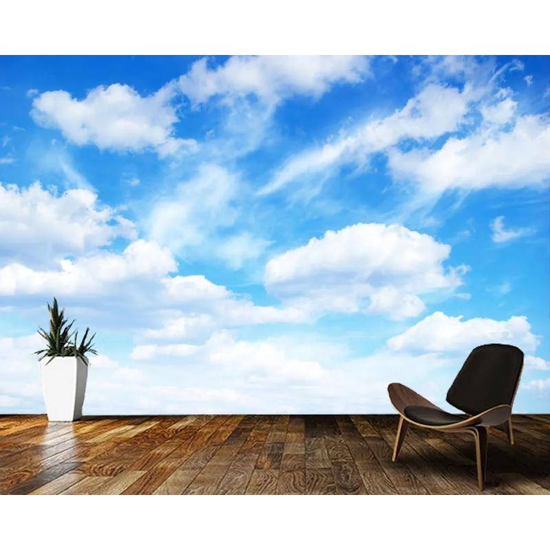 Custom Blue Sky เมฆสีขาวภูมิทัศน์ 3d รูปแบบวอลล์เปเปอร์ภาพจิตรกรรมฝาผนังสําหรับห้องนั่งเล่นห้องนอนเพดานห้องครัวผนังกระดาษตกแต่งบ้านสติกเกอร์