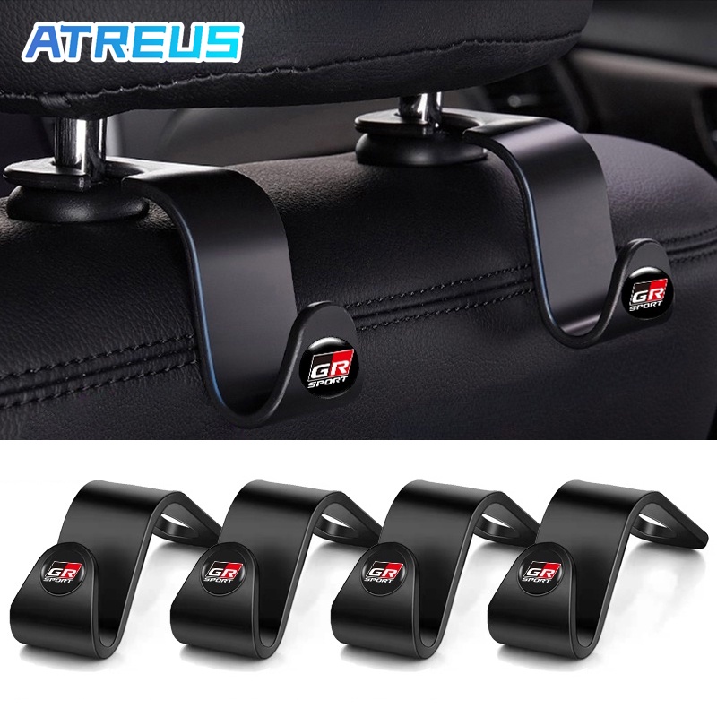 1/2 ชิ้น Toyota GR Sport ตะขอที่แขวนของหลังเบาะรถยนต์ ตะขอเเขวนในรถยนต์ ตะขอเก็บของ ตะขอเอนกประสงค์บนรถ สําหรับ Toyota Prius Fortuner Corolla Cross CHR Camry Wish Vios Veloz Estima Sienta Yaris Ativ Altis Sienta bZ4X Hiace Hilux Revo