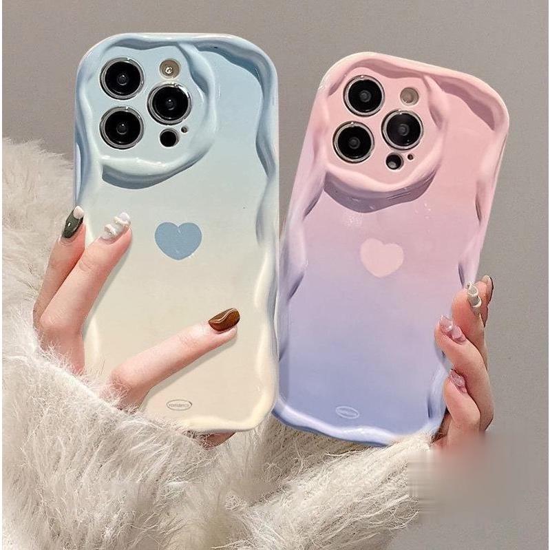 หุ้นไทย✅COD เคสโทรศัพท์ขอบโค้งหยัก for Realme 5 5S 5i 8i Realme C35 C55 C3 C21 C30 C12 C21Y C25 ปกลายหัวใจรักไล่ระดับสี