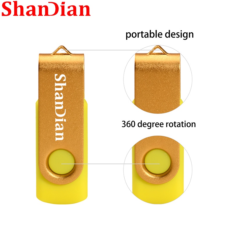 Shandian แฟลชไดรฟ์ USB 2.0 กันน้ํา 64GB 32GB 16GB 8GB 4GB สําหรับเด็ก
