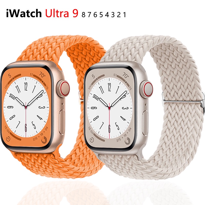 สายนาฬิกาข้อมือไนล่อนถัก สําหรับ Apple watch 44 มม. 40 มม. 45 มม. 49 มม. 41 มม. 45 มม. iWatch series 8 9 3 se 5 6 7 Ultra 2