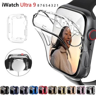 เคสป้องกันหน้าจอ TPU แบบเต็มจอ อุปกรณ์เสริม สําหรับ Apple Watch 45 มม. 41 มม. 44 มม. 40 มม. 42 มม. 38 มม. Iwatch Series 9 8 7 SE 6 3
