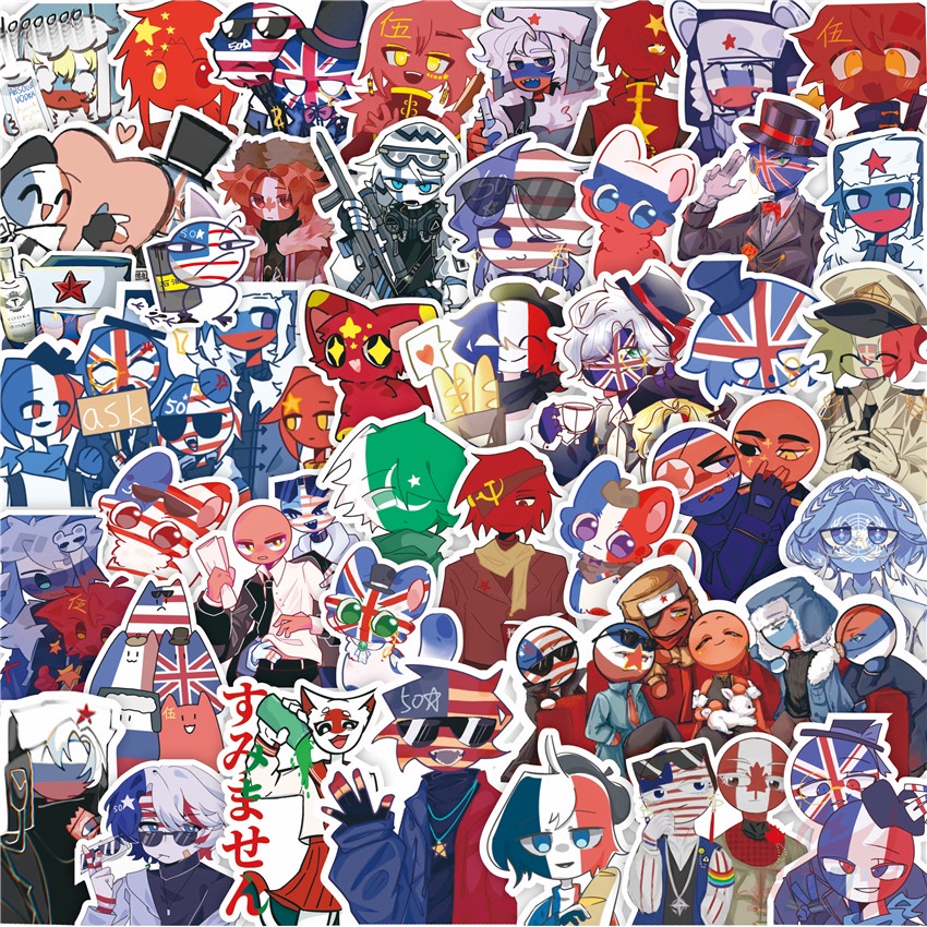65Pcs/Set CountryHumans Series 01 Stickers Fashion DIY Doodle Decals Stickers