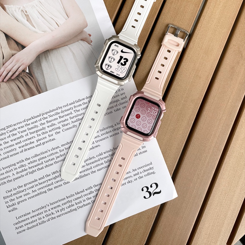 สายนาฬิกาข้อมือ TPU สองสี สําหรับ Apple Watch 9 8 7 6 SE 5 4 ขนาด 40 มม. 41 มม. 44 มม. 45 มม.