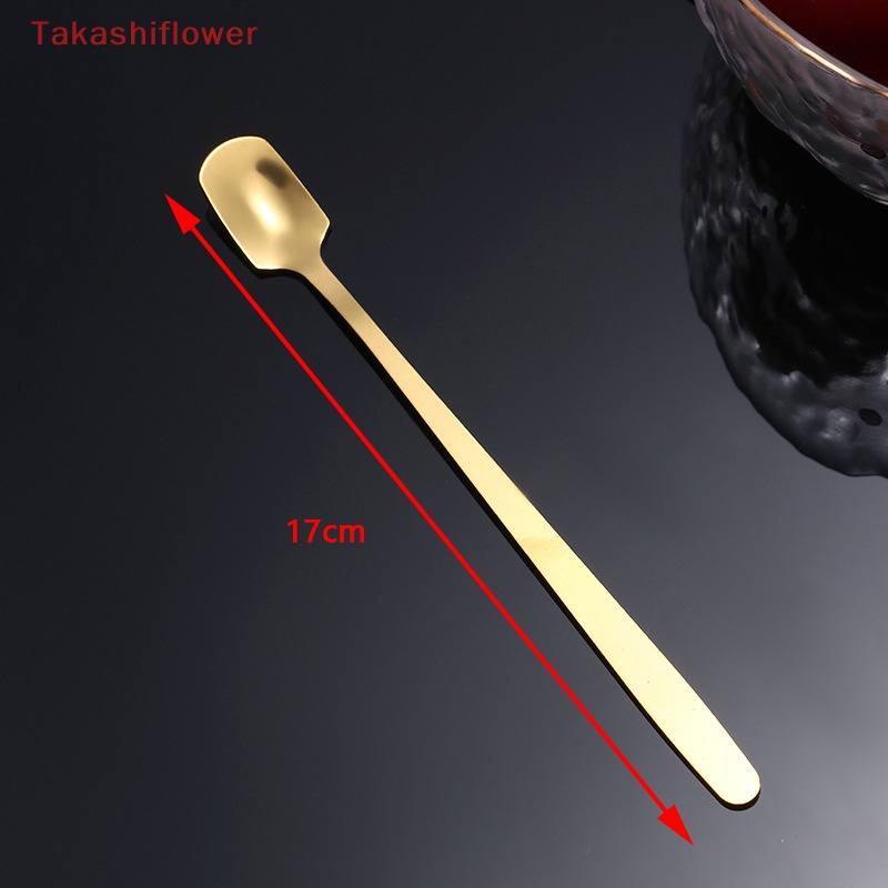 (Takashiflower) ช้อนสเตนเลส ด้ามจับยาว สําหรับคนกาแฟ ชา ไอศกรีม ขนมหวาน 1 ชิ้น
