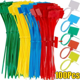 100 ชิ้น DIY ไนลอน มาร์กได้ เคเบิลไทร์ ป้าย / พลาสติก ห่วง ไทร์ มาร์กเกอร์ สายเคเบิล แท็ก จัดระเบียบสายไฟ / ปรับ ล็อคตัวเอง ซิปไทร์ / กันลื่น ยึด ห่วง เครื่องมือคงที่