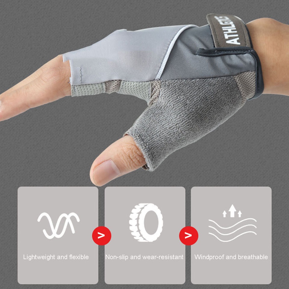 Dayselect ถุงมือครึ่งนิ้ว กันลื่น ระบายอากาศ เหมาะกับใส่ออกกําลังกาย ยกน้ําหนัก ปั่นจักรยาน สําหรับผู้ชาย และผู้หญิง 1 คู่ - รูปที่ 3
