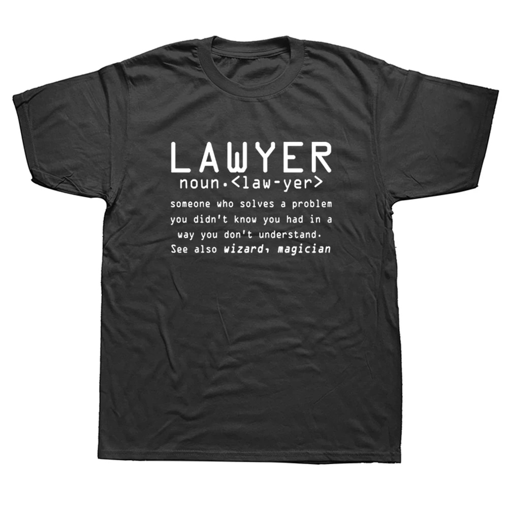 ตลกทนายความ Noun Definition T เสื้อกราฟิกผ้าฝ้าย Streetwear แขนสั้น O-คอ Harajuku Law School นักเรีย