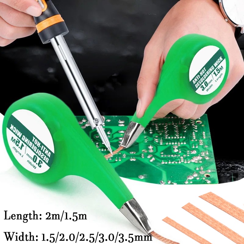 1 ชิ้น Desoldering Wick Braid Solder Wick Remover Sucker พร้อม Thumb ล้อ Dispenser Solder Remover สู