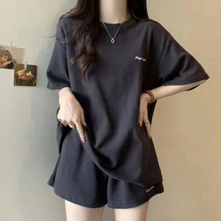 (เสื้อยืดแขนสั้น+กางเกงขาสั้น)ชุดเซ็ทเเฟชั่นสไตล์เกาหลี
