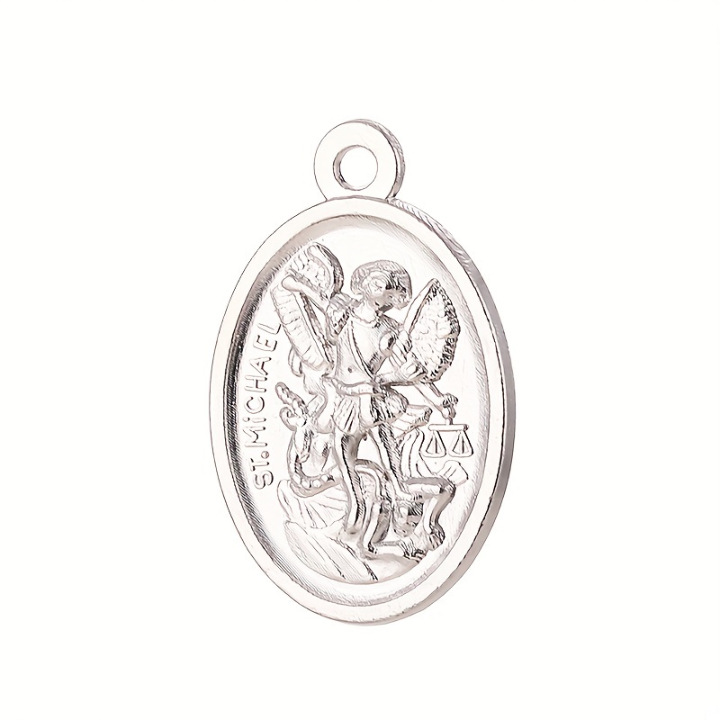 จี้ไม้กางเขน St.Michael อัลลอย สีเงิน สไตล์โบราณ สําหรับทําเครื่องประดับ งานฝีมือ DIY 10 ชิ้น