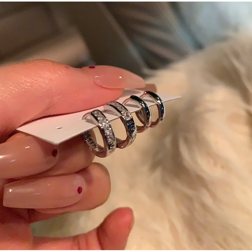 พร้อมส่ง ต่างหูสตั๊ด เงินสเตอร์ลิง 925 ประดับเพทาย สําหรับผู้หญิง