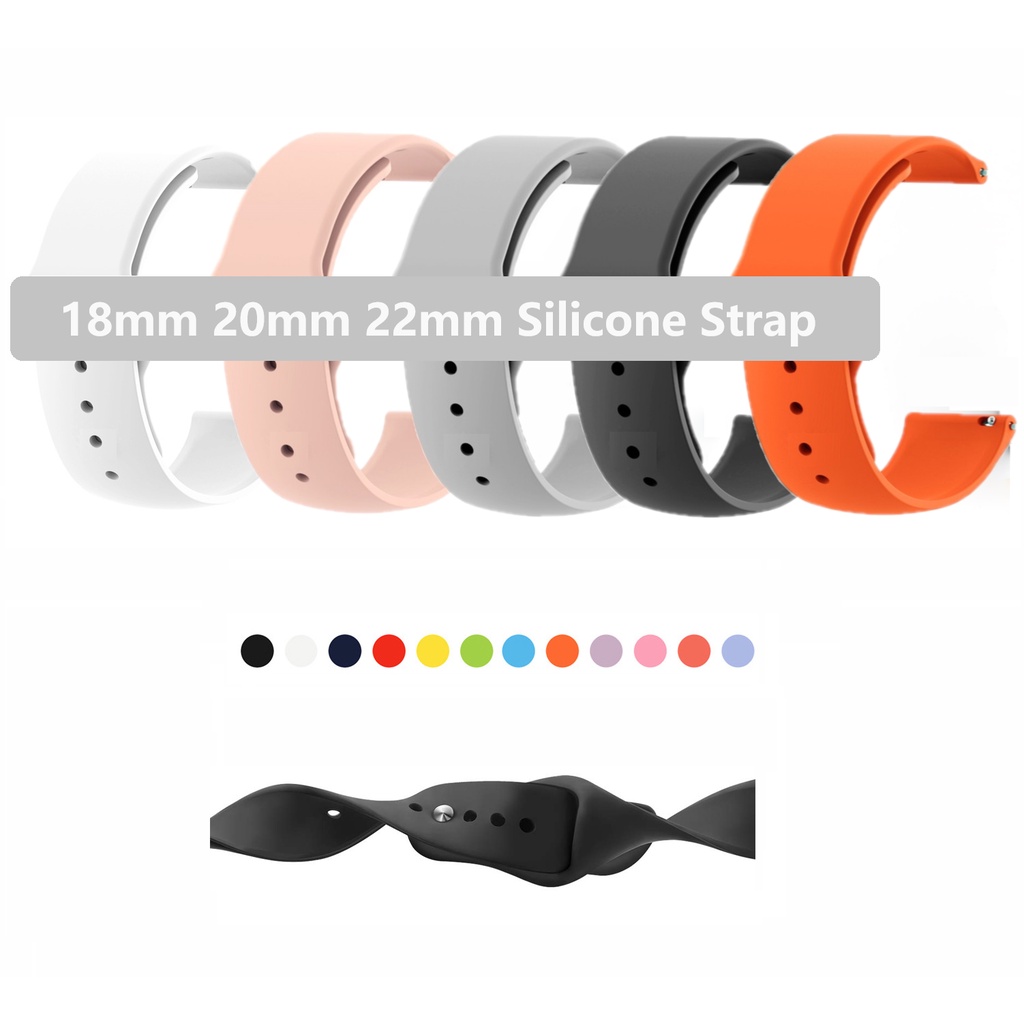 18 มม.20 มม.22 มม.สายซิลิโคนอ่อนนุ่มสีลูกกวาดSchem Samsung Huami Huawei GT4 GT5 GT6 pro 42 มม.41 มม.46 มม.สายนาฬิกา Garmin Haylou