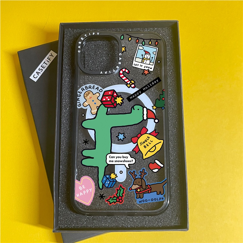 Casetify X Brachio สติกเกอร์แม่เหล็ก ขอบดํา ใส แถบด้านข้าง ด้านหน้า เคส Apple IPhone 11 12 13 14 15 Pro Max กระแทก แข็ง ใส อะคริลิค ด้านหลัง TPU เคส พร้อมกล่อง