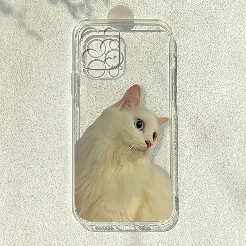 เคสโทรศัพท์มือถือ TPU ลายแมวสีขาว สําหรับ Iphone 6 8 SE2022 pro X 11 12 mini SE2020 plus 13 15 Xmax Xr
