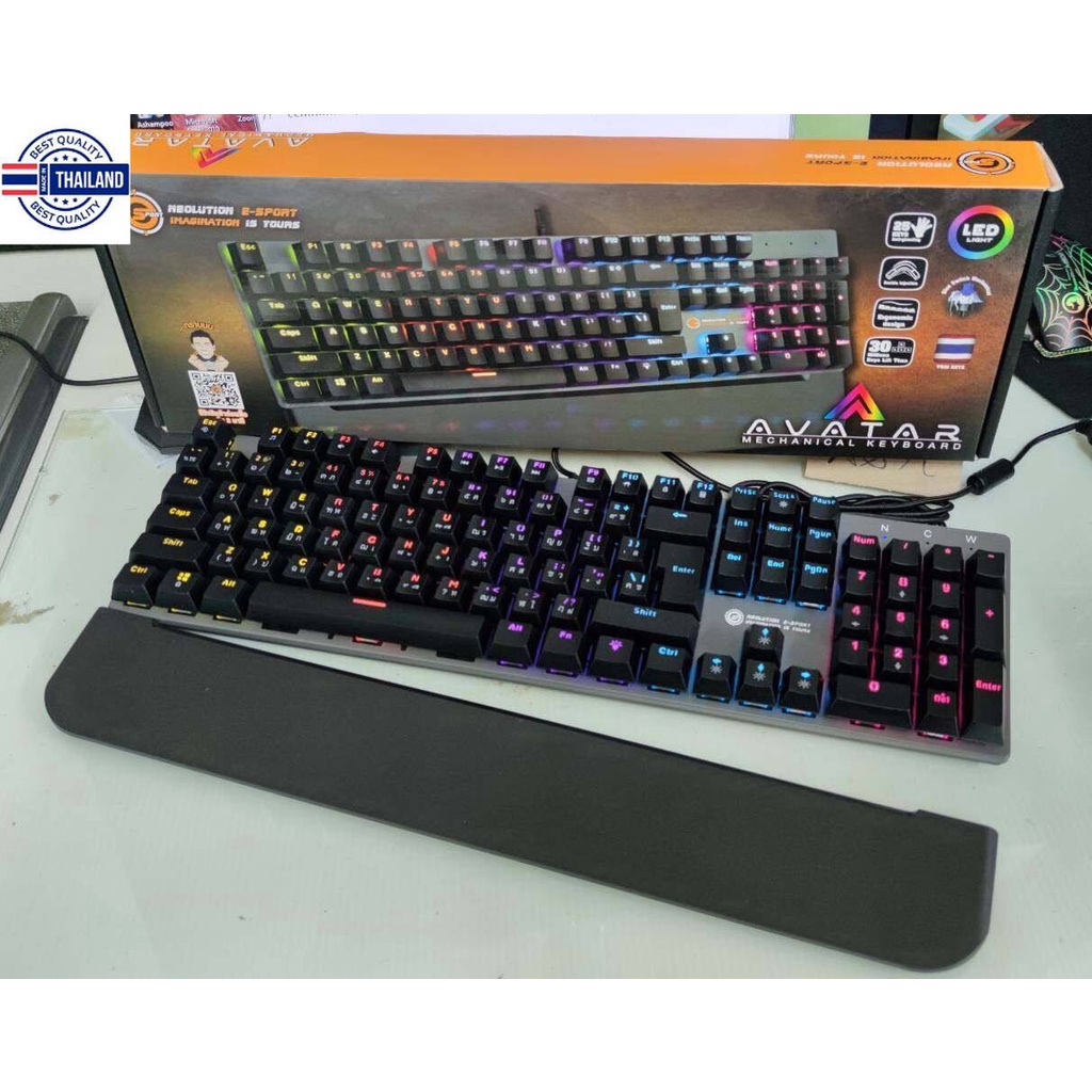 Keyboard Gaming Mechanical OKER K428 BACKLIT BLUESWITCH รัประกัน2year
