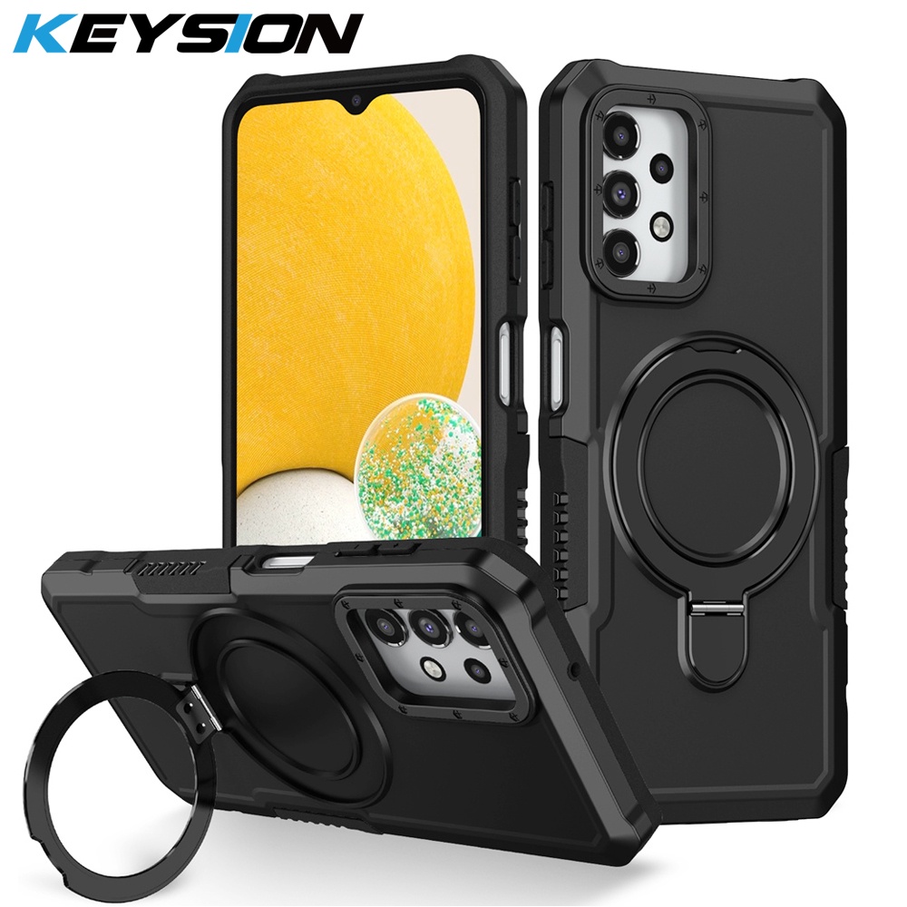 Keysion เคสโทรศัพท์ซิลิโคน PC กันกระแทก พร้อมแหวนขาตั้ง สําหรับ Samsung A53 5G A73 A33 5G A23 Galaxy A52S 5G A72 A32