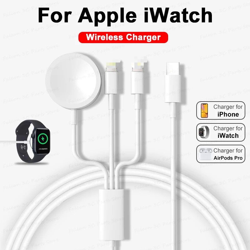 3 in 1 ที่ชาร์จไร้สาย USB C แท่นชาร์จแม่เหล็ก สําหรับ iPhone 14 13 11 Pro Max Apple Watch Series 7 6 5 SE