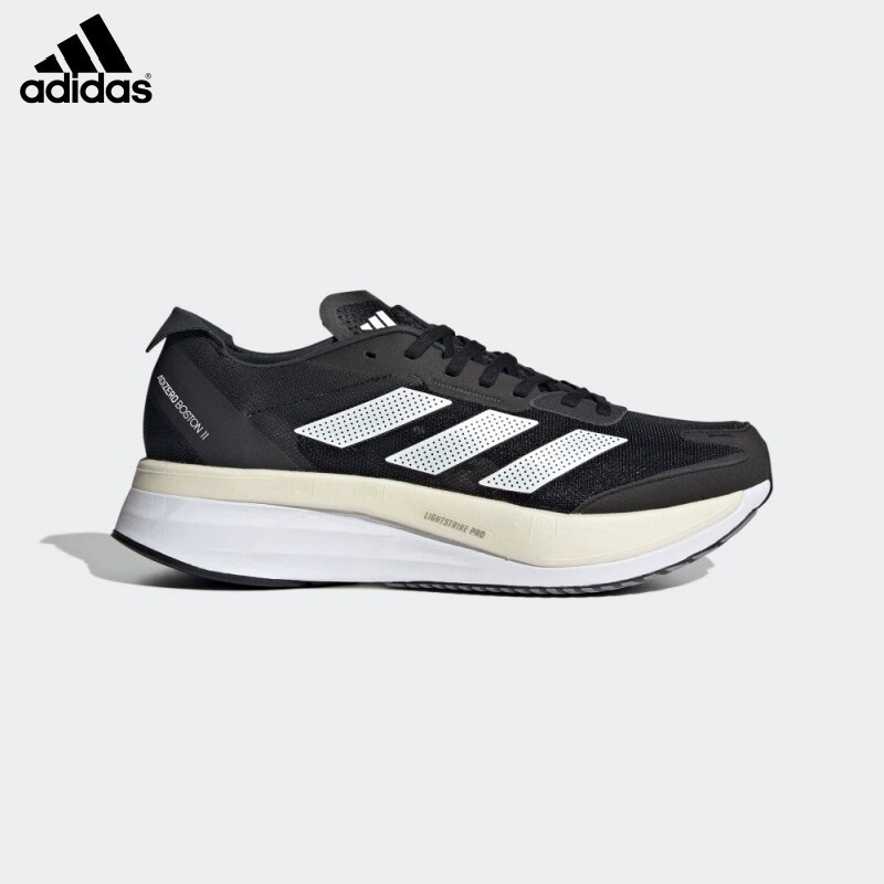 Adidas adizero boston 11 สีดำ รองเท้าวิ่งชายและหญิง Mens Womens Sneakers รองเท้าผ้าใบเพิ่มความสูง