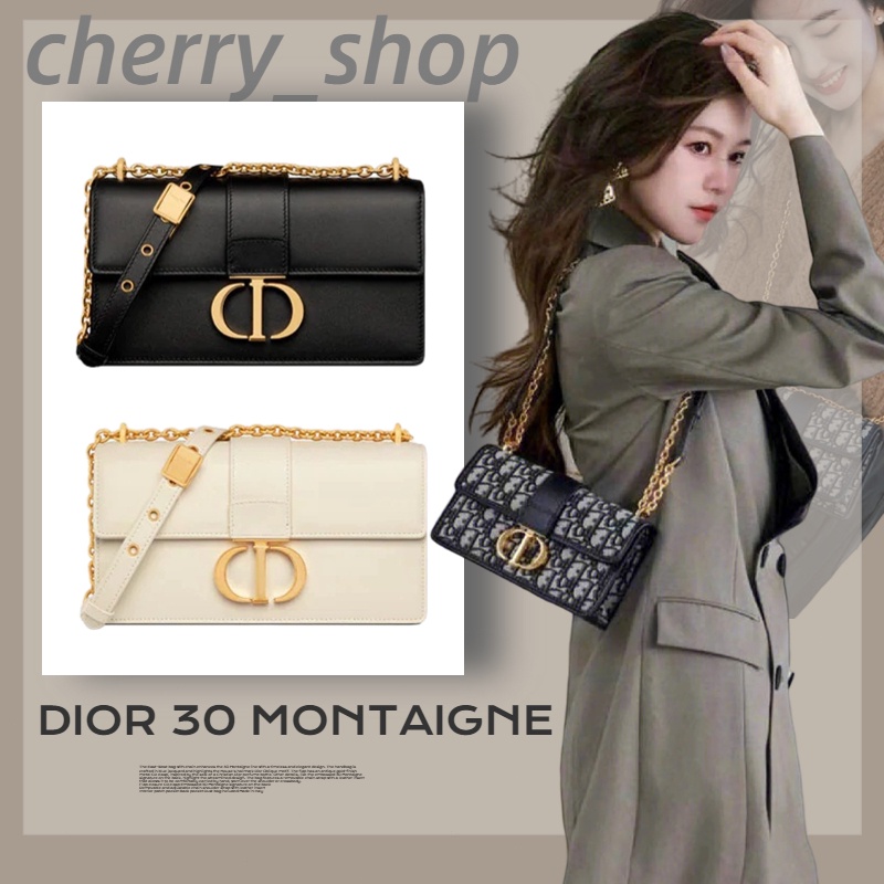 ดิออร์ Dior 30 MONTAIGNE EAST-WEST BAG WITH CHAINผู้หญิง/กระเป๋าสะพายข้าง/ไหล่/ แบรนด์ใหม่และเป็นของแท้