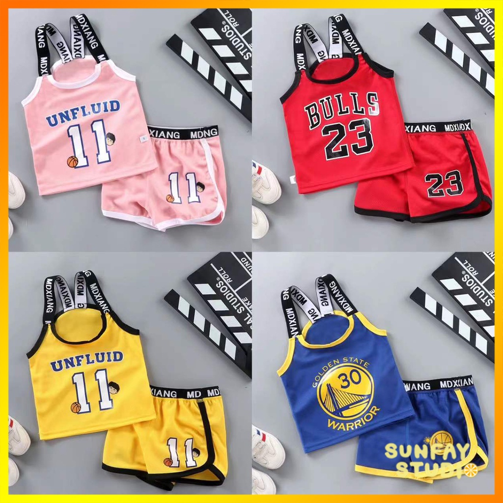 ชุดเสื้อกล้ามเด็ก เสื้อบาสเก็ตบอลเด็ก ชุดกีฬาเด็ก เนื้อผ้าระบายอากาศ
