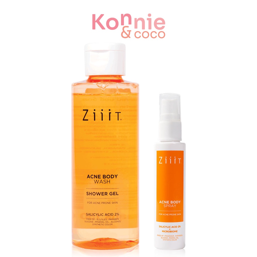 Ziiit Set 2 Items Acne Body Spray 40ml + Body wash 150ml เซทผลิตภัณฑ์ดูแลผิวกาย ลดสิว.