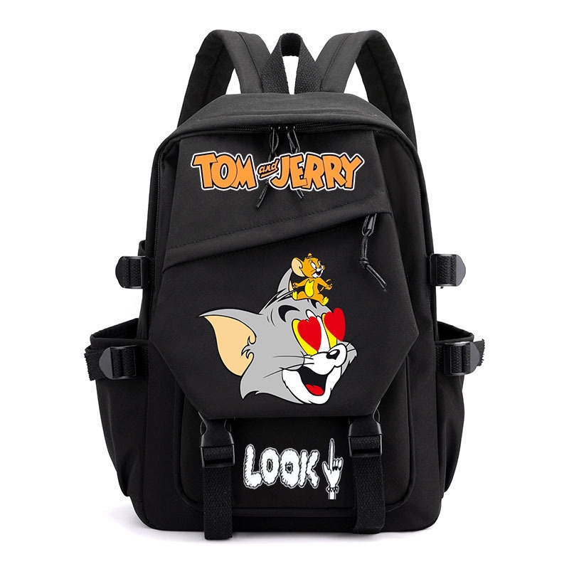 กระเป๋าเป้สะพายหลัง กระเป๋านักเรียน พิมพ์ลายการ์ตูน Tom and Jerry น่ารัก จุของได้เยอะ สําหรับเด็ก
